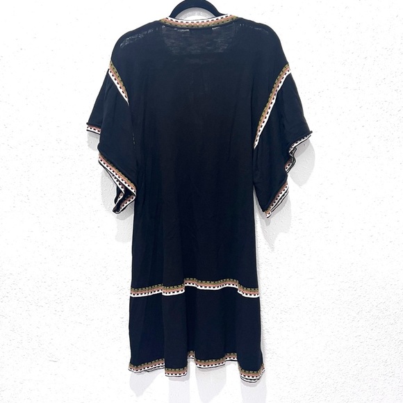 Zara Black Knit Dress with Multicolor Trim L - Picture 5 of 10